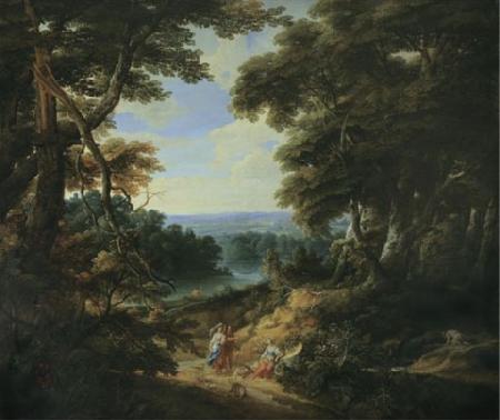 unknow artist Landscape with a castle and figures oil painting image